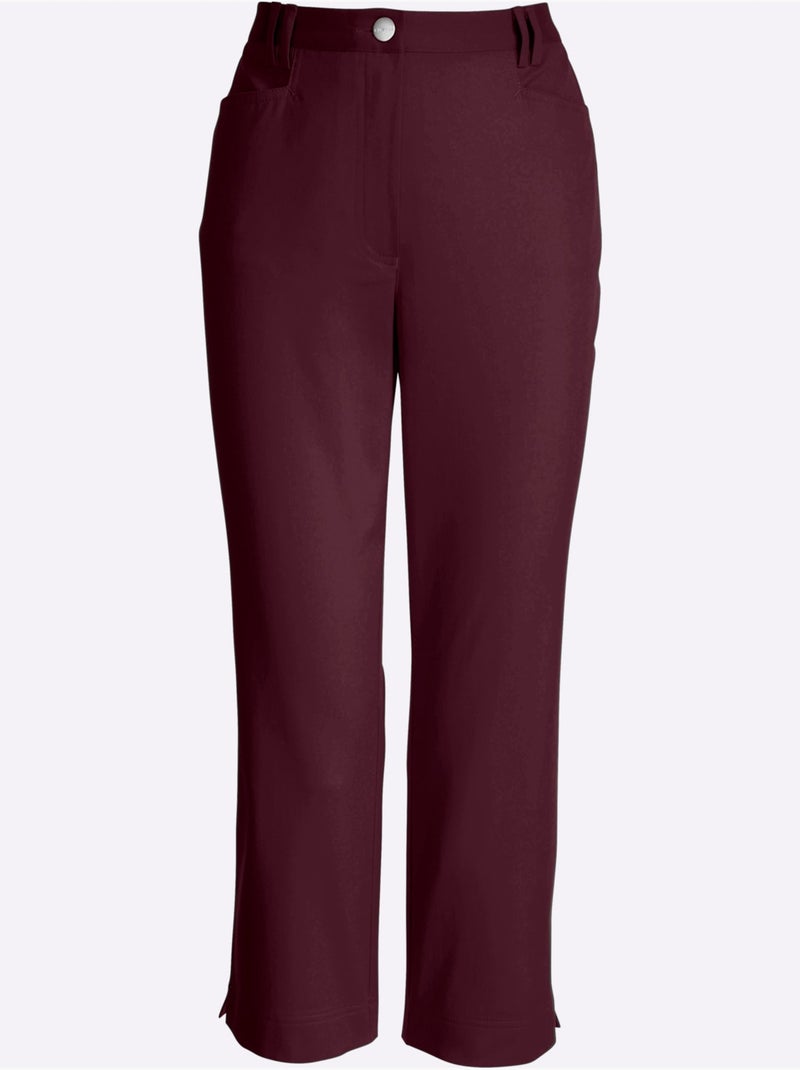 Pantalon 7/8 à fermeture devant et poches latérales - Taille courte - Witt Bordeaux - Kiabi