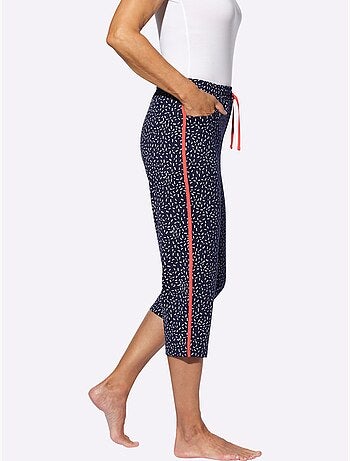 Pantalon 7/8 à imprimé graphique en ceinture élastique confortable - Taille standard - Moda Vilona