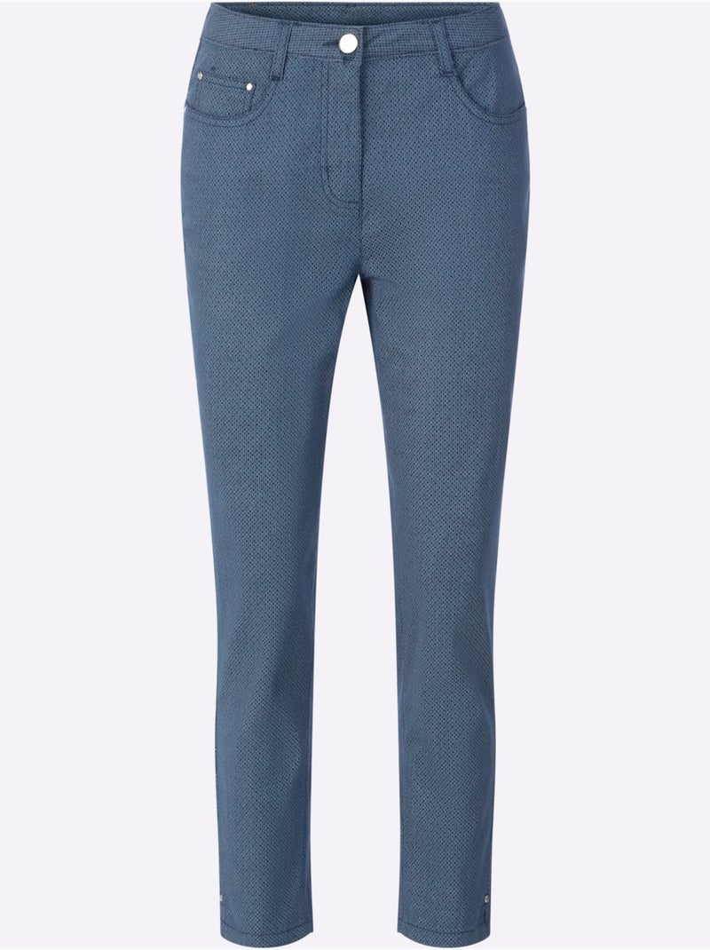Pantalon 7/8 à imprimé sport avec coupe 5 poches - Taille courte - Witt Bleu Bleu marine - Kiabi