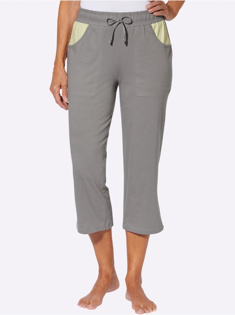 Pantalon 7/8 avec ceinture élastique et poches arrondies - Taille standard - Moda Vilona Gris - Kiabi