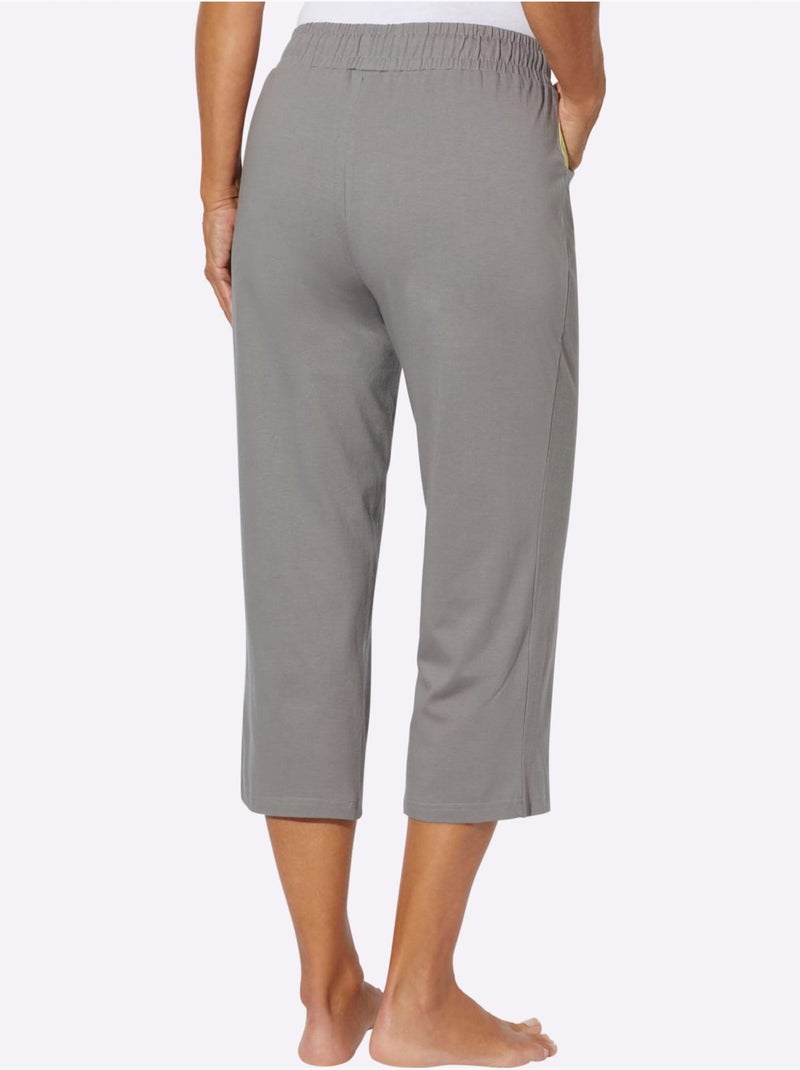 Pantalon 7/8 avec ceinture élastique et poches arrondies - Taille standard - Moda Vilona Gris - Kiabi