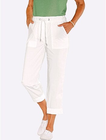 Pantalon 7/8 en coton avec ceinture élastique et poches plaquées - taille standard - witt