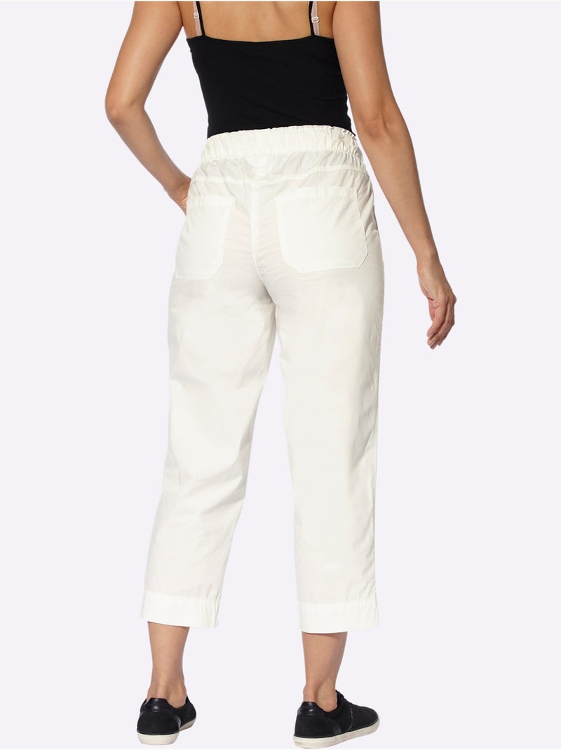 Pantalon 7/8 avec ceinture élastique et poches plaquées - Taille standard - Witt Ecru - Kiabi
