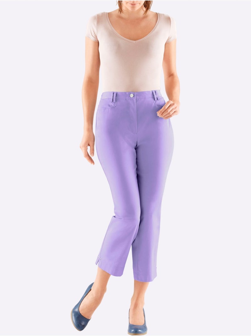 Pantalon 7/8 avec ceinture élastique et poches pratiques - Taille courte - Witt Lavande - Kiabi