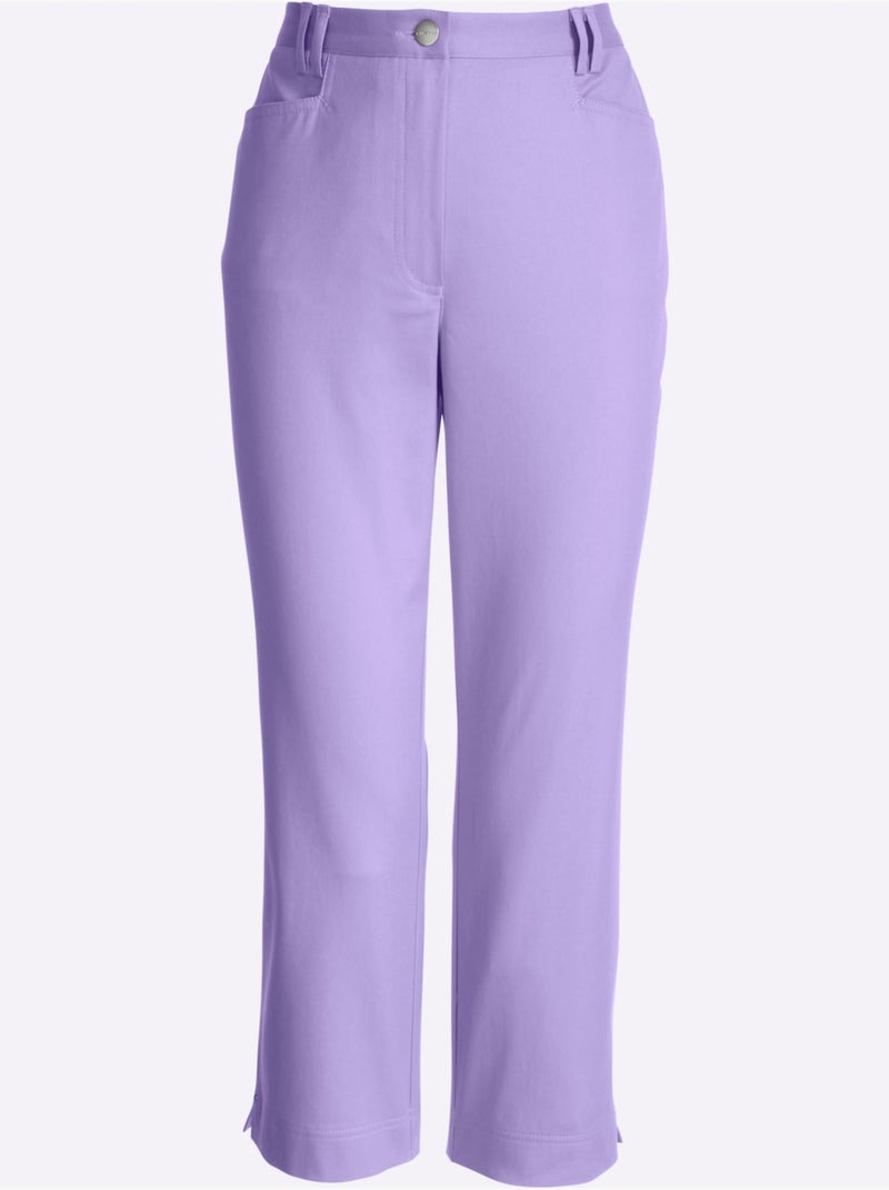 Pantalon 7/8 avec ceinture élastique et poches pratiques - Taille courte - Witt Lavande - Kiabi