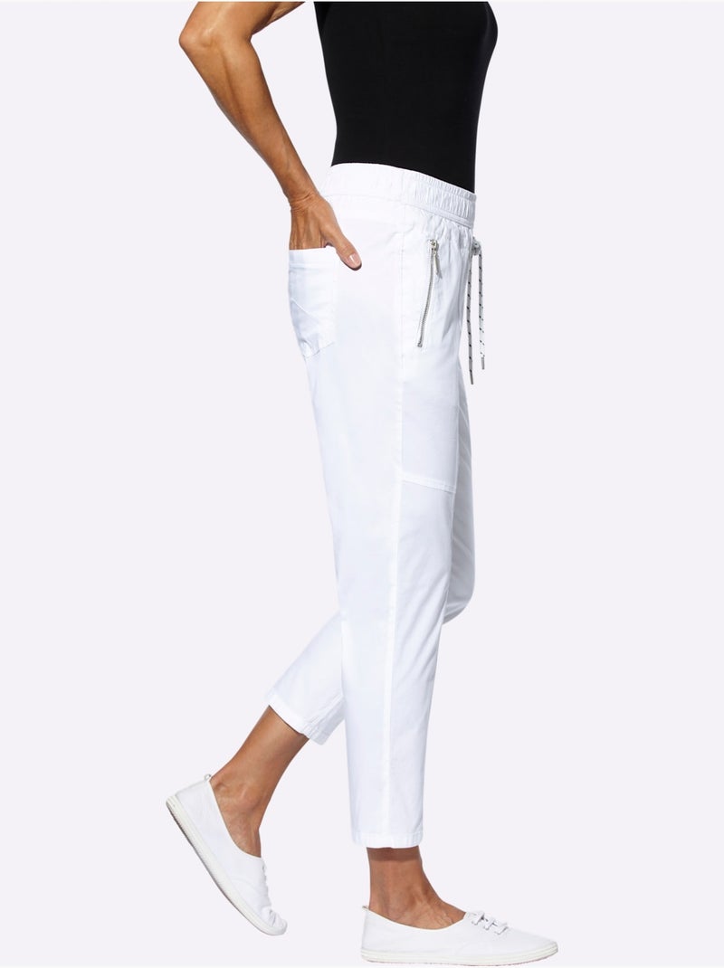 Pantalon 7/8 avec ceinture élastique et poches pratiques - Taille standard - Witt Blanc - Kiabi