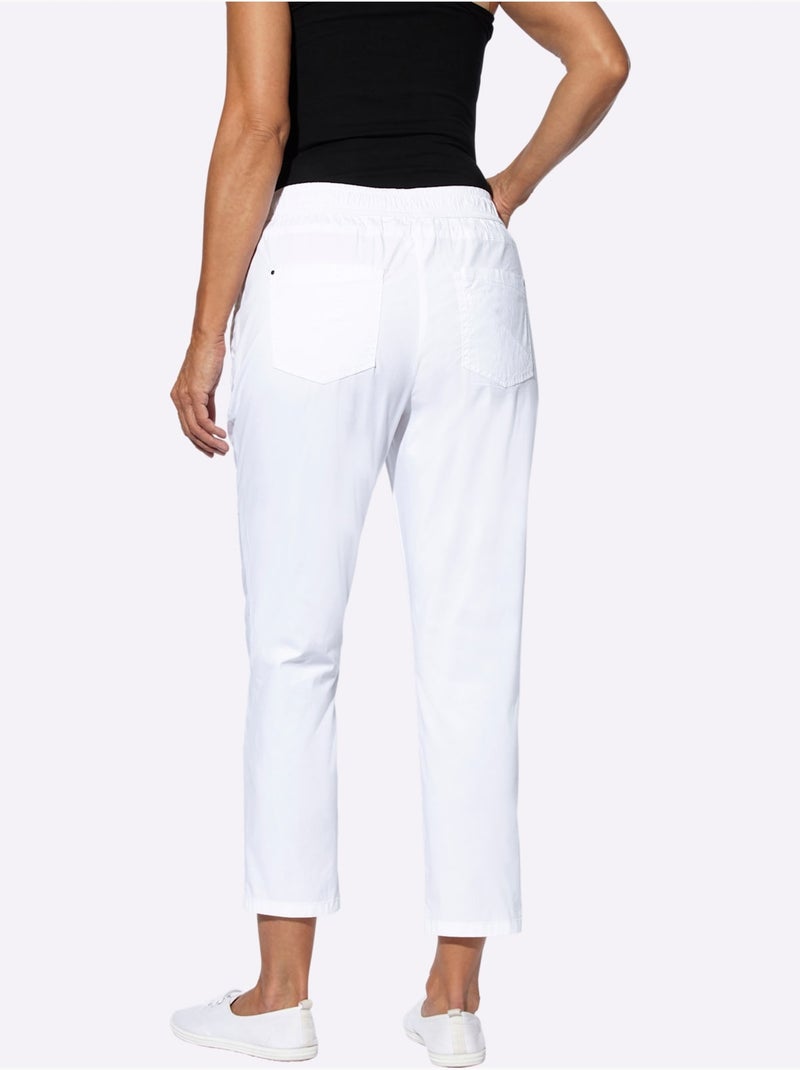Pantalon 7/8 avec ceinture élastique et poches pratiques - Taille standard - Witt Blanc - Kiabi