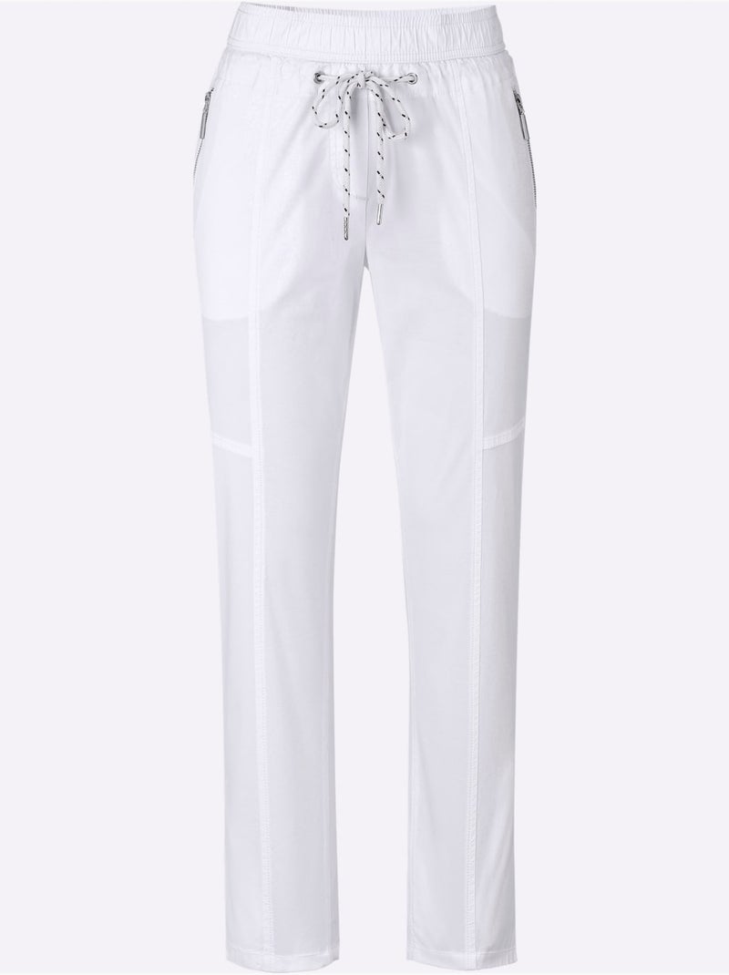 Pantalon 7/8 avec ceinture élastique et poches pratiques - Taille standard - Witt Blanc - Kiabi
