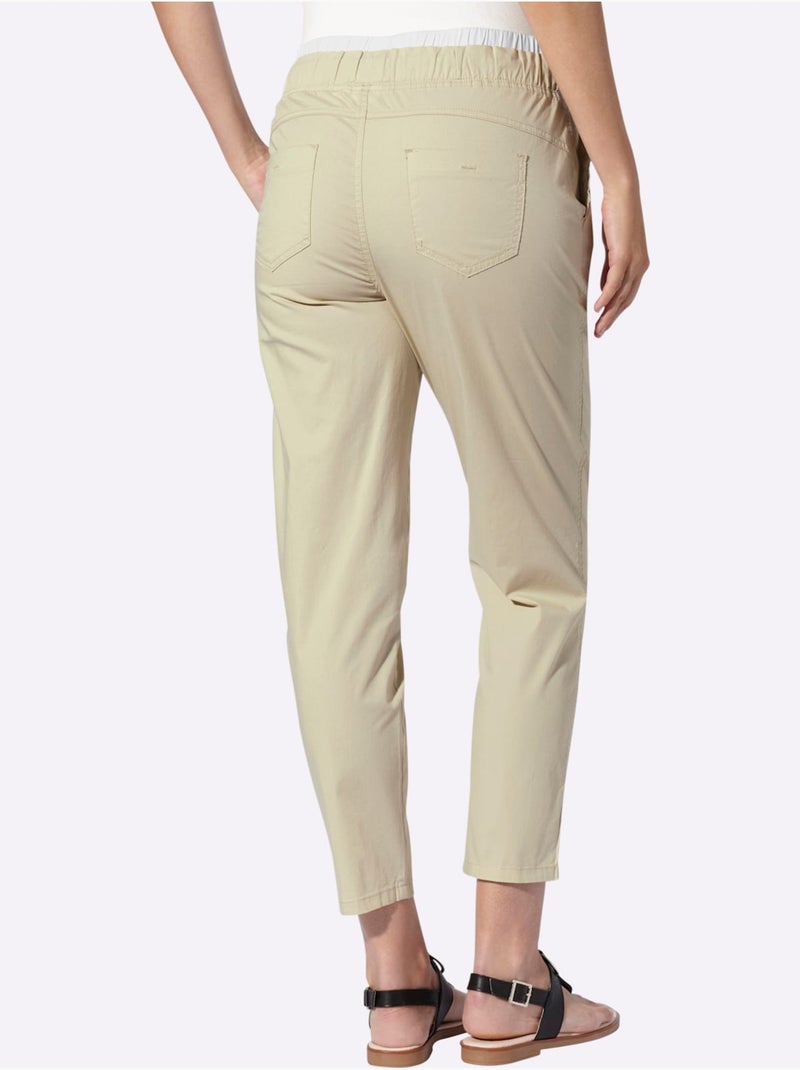 Pantalon 7/8 Ceinture Contrastante - Taille Standard - Helline Sable - Kiabi