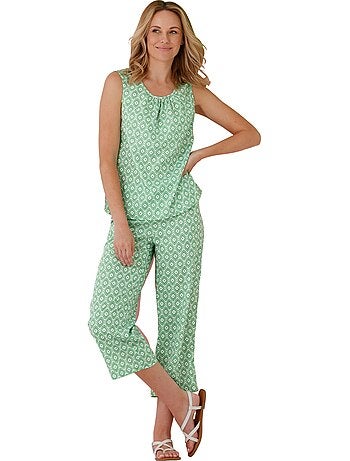 Pantalon 7/8 Ceinture élastique Confortable - Taille Standard - Moda Vilona