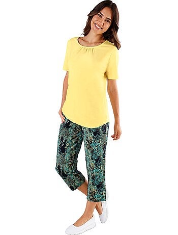 Pantalon 7/8 Ceinture élastique Confortable - Taille Standard - Moda Vilona