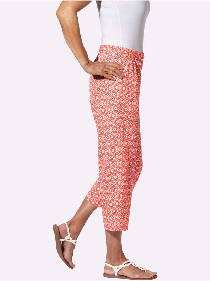 Pantalon 7/8 Ceinture élastique Confortable - Taille Standard - Moda Vilona Ecru/Rouge - Kiabi