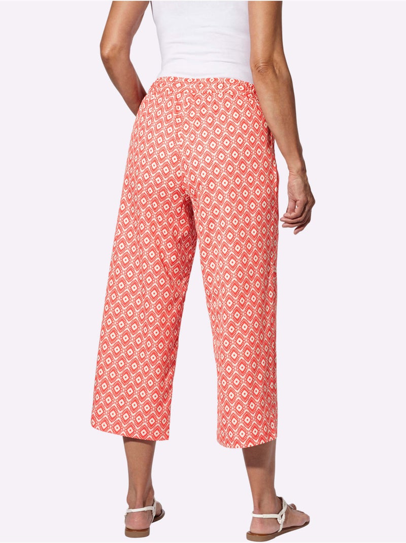 Pantalon 7/8 Ceinture élastique Confortable - Taille Standard - Moda Vilona Ecru/Rouge - Kiabi