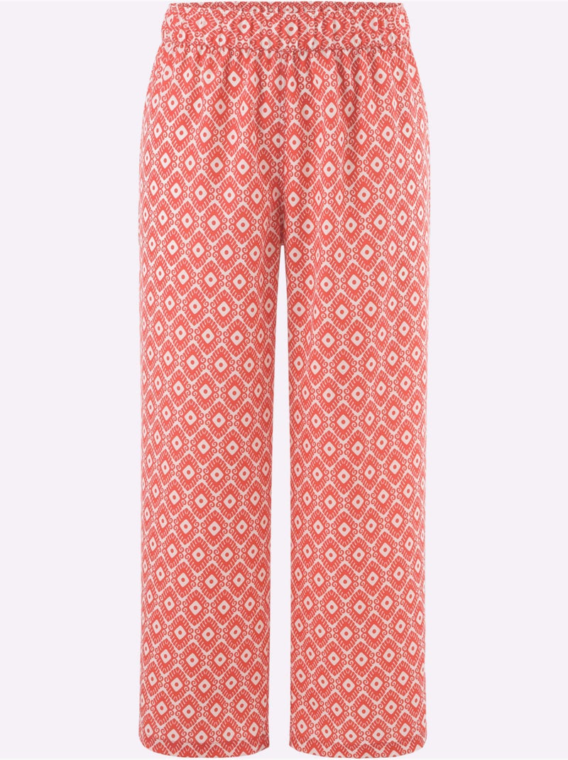 Pantalon 7/8 Ceinture élastique Confortable - Taille Standard - Moda Vilona Ecru/Rouge - Kiabi