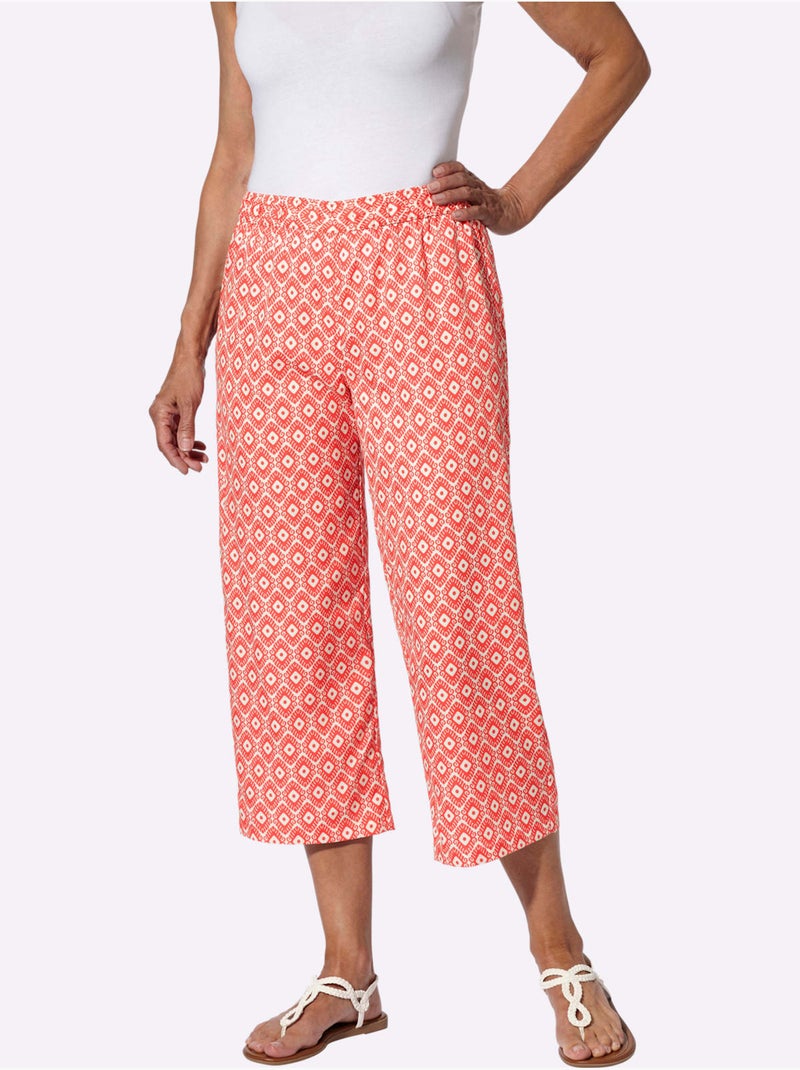 Pantalon 7/8 Ceinture élastique Confortable - Taille Standard - Moda Vilona Ecru/Rouge - Kiabi