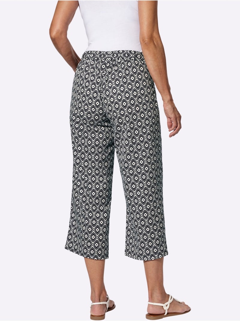 Pantalon 7/8 Ceinture élastique Confortable - Taille Standard - Moda Vilona Noir Ecru - Kiabi