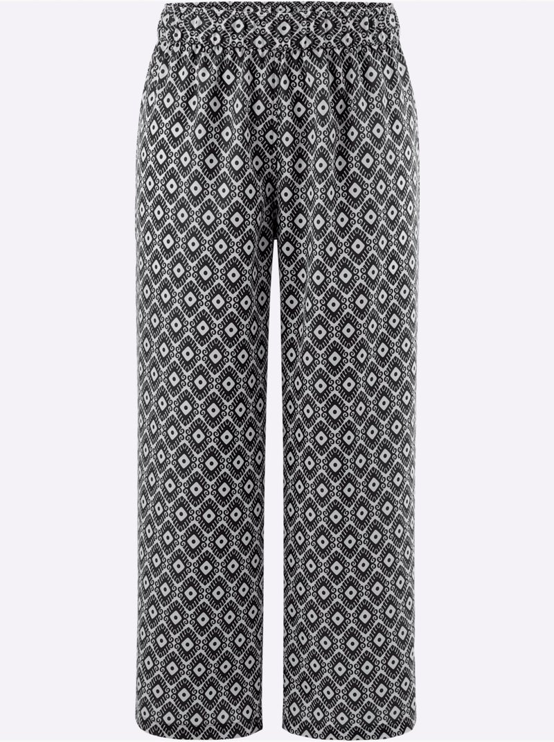 Pantalon 7/8 Ceinture élastique Confortable - Taille Standard - Moda Vilona Noir Ecru - Kiabi