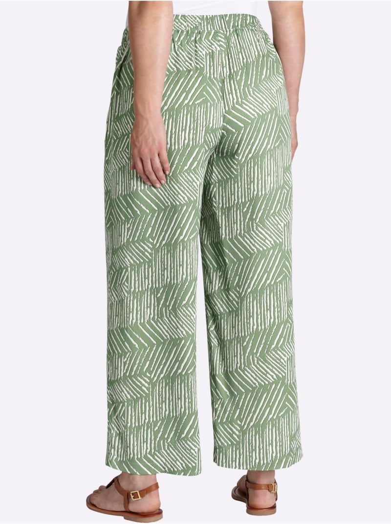 Pantalon 7/8 Ceinture élastique Confortable - Taille Standard - Sheego Blanc Vert - Kiabi