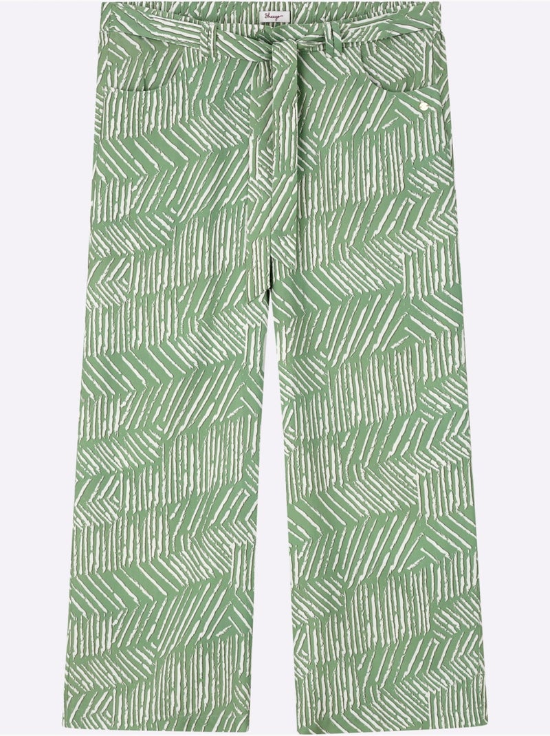 Pantalon 7/8 Ceinture élastique Confortable - Taille Standard - Sheego Blanc Vert - Kiabi