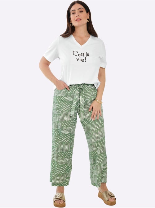 Pantalon 7/8 Ceinture élastique Confortable - Taille Standard - Sheego - Kiabi Pantalon 7/8 Ceinture élastique Confortable - Taille Standard - Sheego - Kiabi