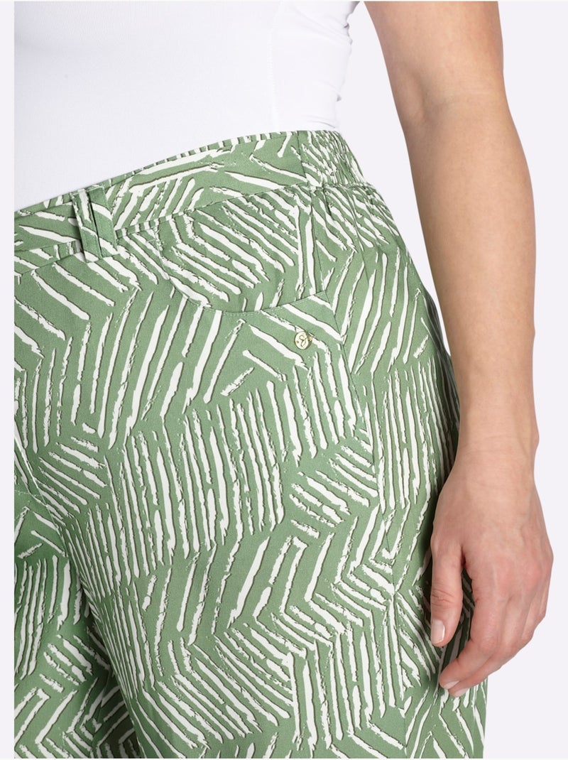 Pantalon 7/8 Ceinture élastique Confortable - Taille Standard - Sheego Blanc Vert - Kiabi