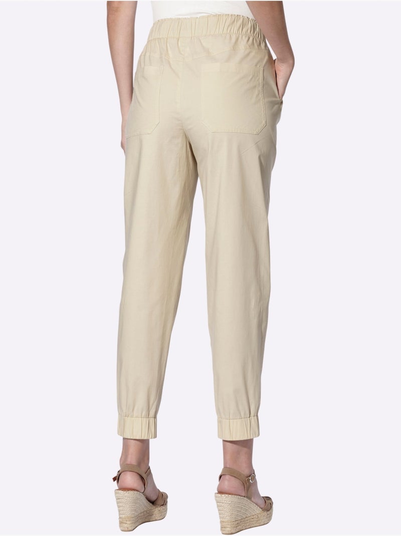 Pantalon 7/8 ceinture élastique pour plus de confort - taille standard - helline Sable - Kiabi