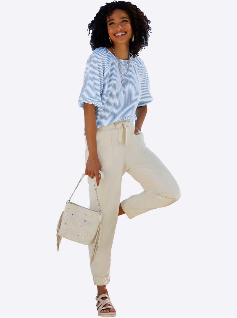 Pantalon 7/8 ceinture élastique pour plus de confort - taille standard - helline Sable - Kiabi