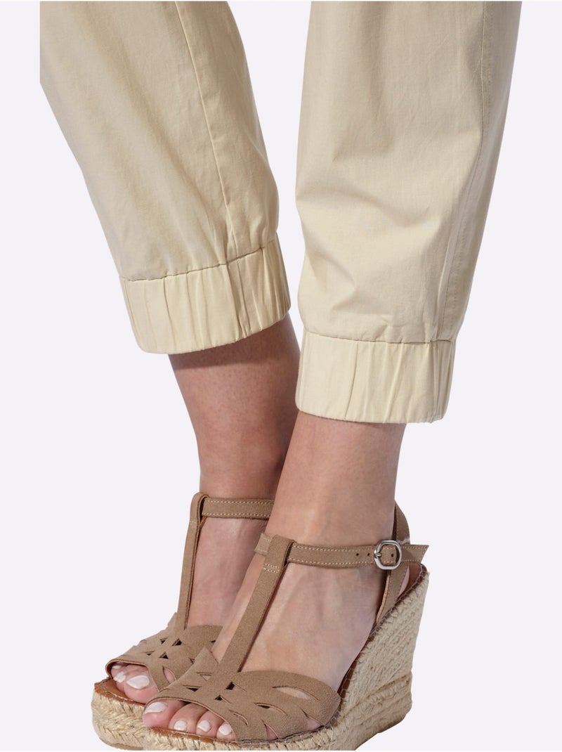 Pantalon 7/8 ceinture élastique pour plus de confort - taille standard - helline Sable - Kiabi