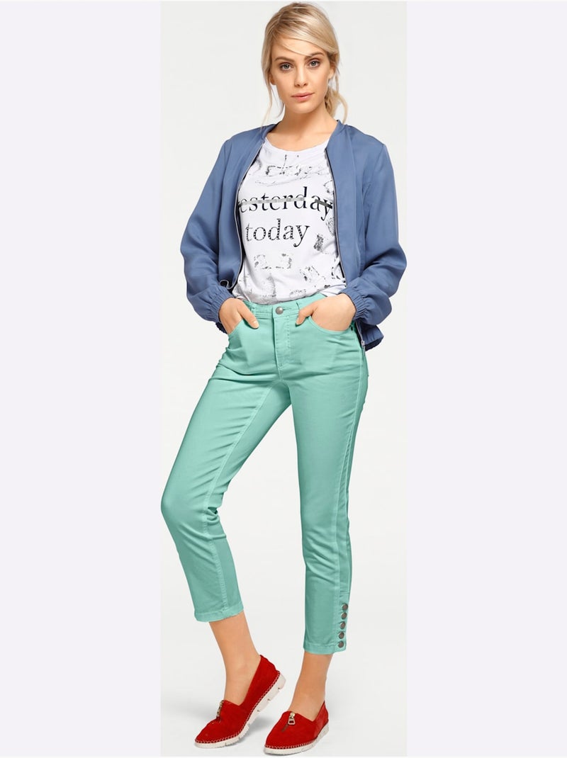 Pantalon 7/8 Coupe Skinny - Taille Standard - Helline Turquoise - Kiabi