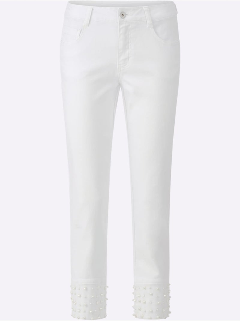 Pantalon 7/8 Denim Ultra-extensible Avec Effet Modelant - Taille Standard - Helline Ecru - Kiabi