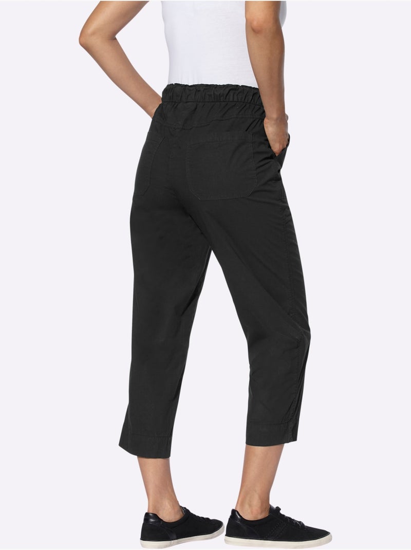 Pantalon 7/8 en coton avec ceinture élastique et poches plaquées - taille standard - witt Noir - Kiabi