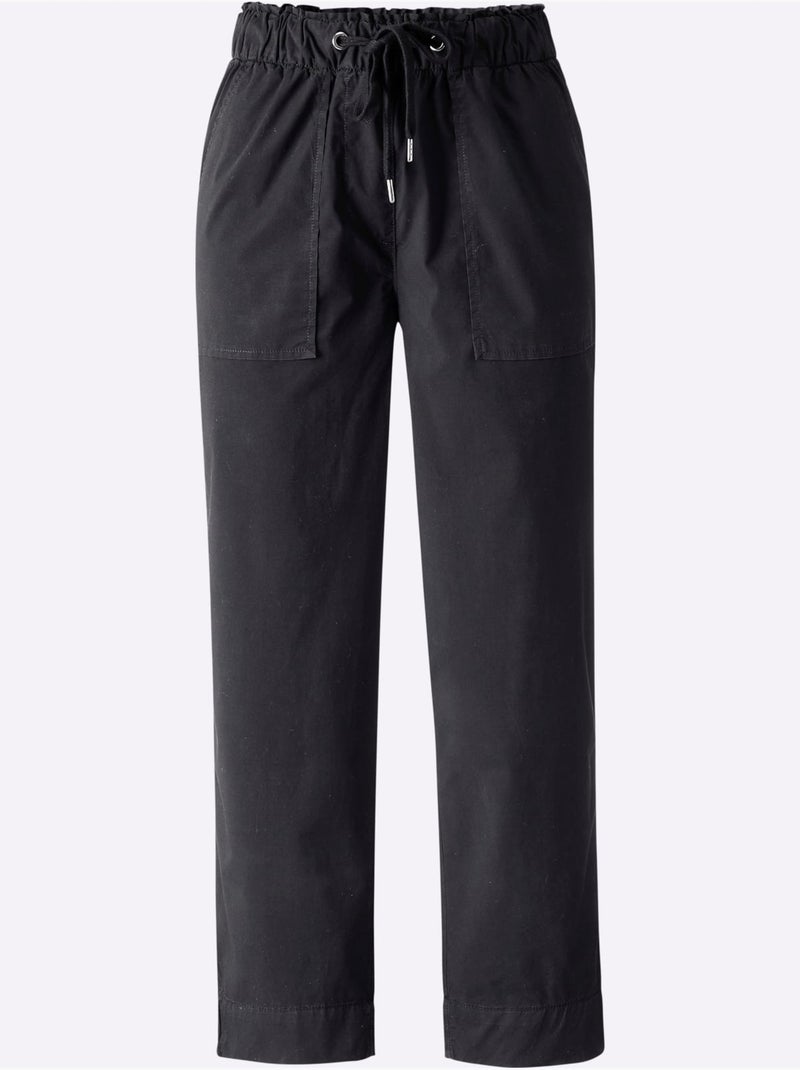 Pantalon 7/8 en coton avec ceinture élastique et poches plaquées - taille standard - witt Noir - Kiabi