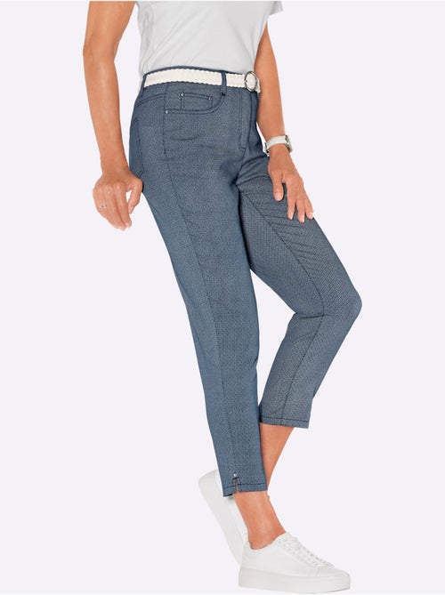 Pantalon 7/8 en coton avec coupe 5 poches et détails décoratifs - Taille standard - Witt - Kiabi
