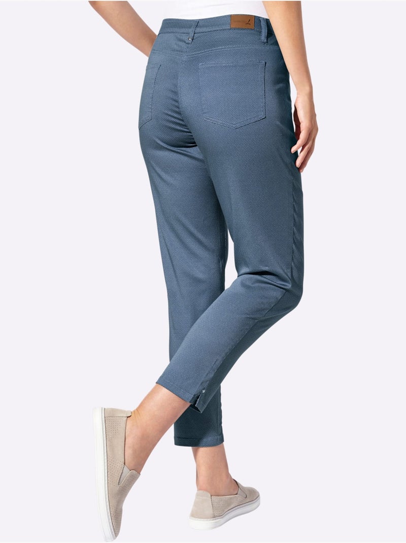 Pantalon 7/8 en coton avec coupe 5 poches et détails décoratifs - Taille standard - Witt Bleu Bleu marine - Kiabi