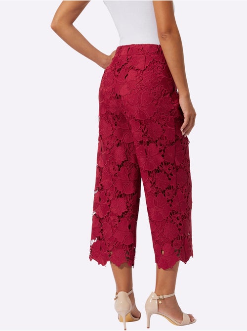 Pantalon 7/8 en dentelle à motif floral - Taille courte - Helline - Kiabi