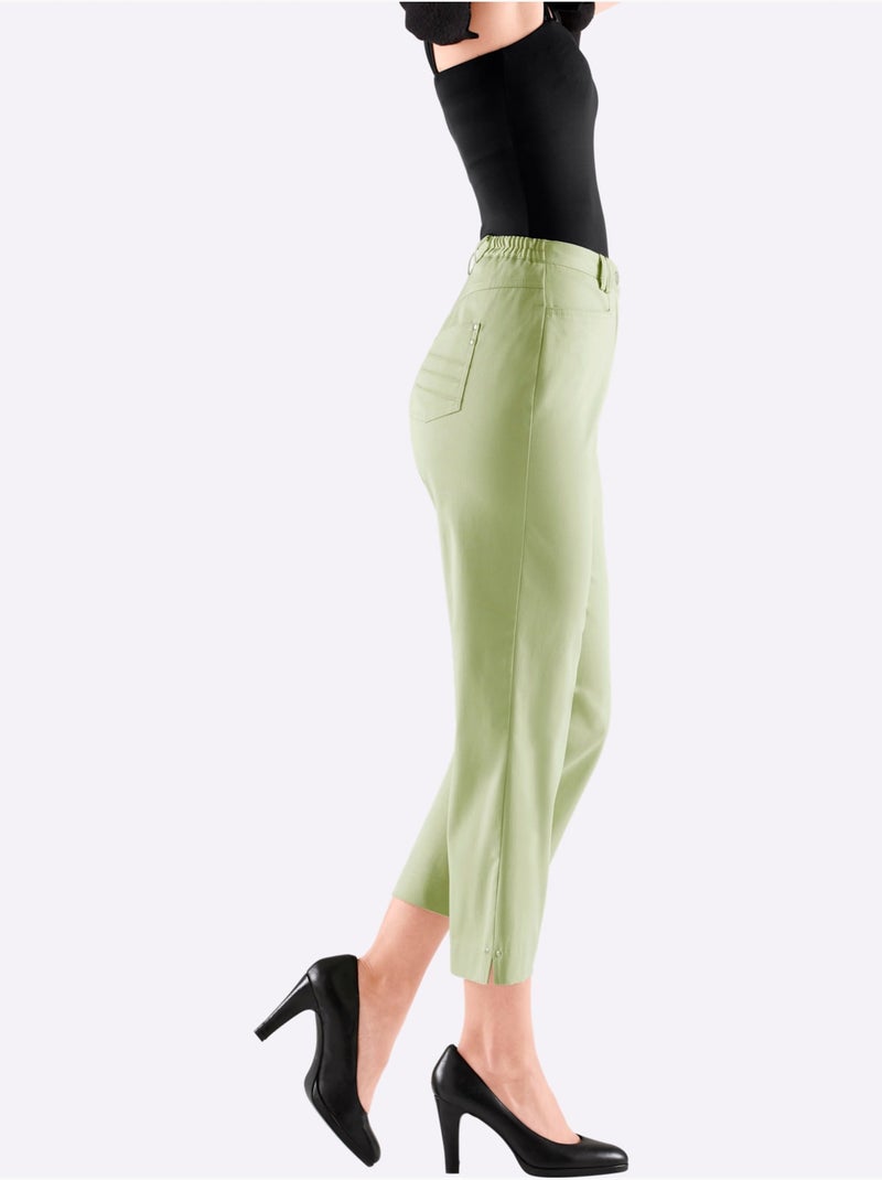 Pantalon 7/8 en tissu respirant avec fermeture à glissière et poches - Taille courte - Witt Vert tilleul - Kiabi