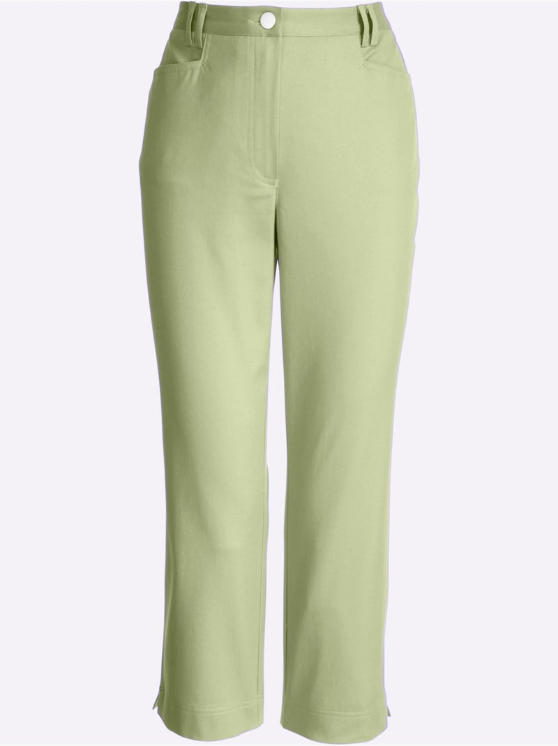 Pantalon 7/8 en tissu respirant avec fermeture à glissière et poches - Taille courte - Witt Vert tilleul - Kiabi