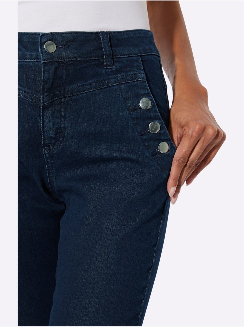 Pantalon 7/8 Extensible Et Confortable à Porter - Taille Standard - helline Bleu foncé - Kiabi