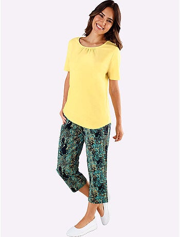 Pantalon 7/8 imprimé serpent avec ceinture élastique et poches - taille standard - moda vilona