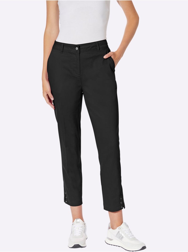 Pantalon 7/8 œillets Au Bas Des Jambes - Taille Standard - Helline Noir - Kiabi