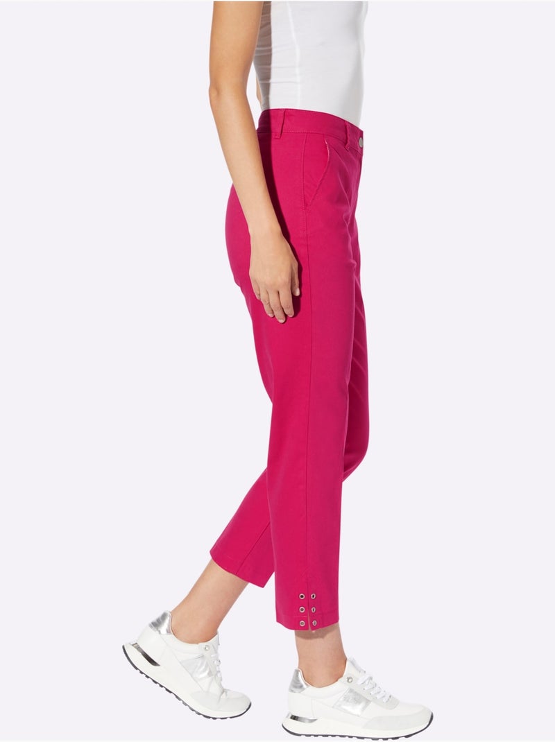 Pantalon 7/8 œillets Au Bas Des Jambes - Taille Standard - helline Rose fushia - Kiabi