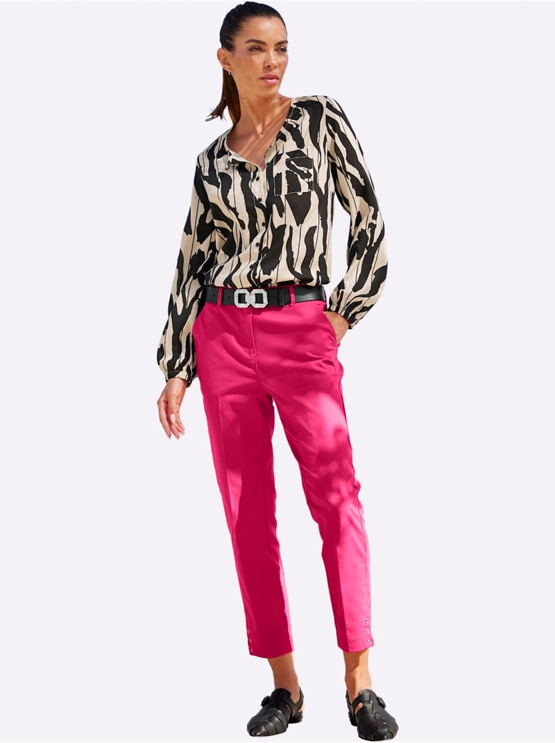 Pantalon 7/8 œillets Au Bas Des Jambes - Taille Standard - helline Rose fushia - Kiabi