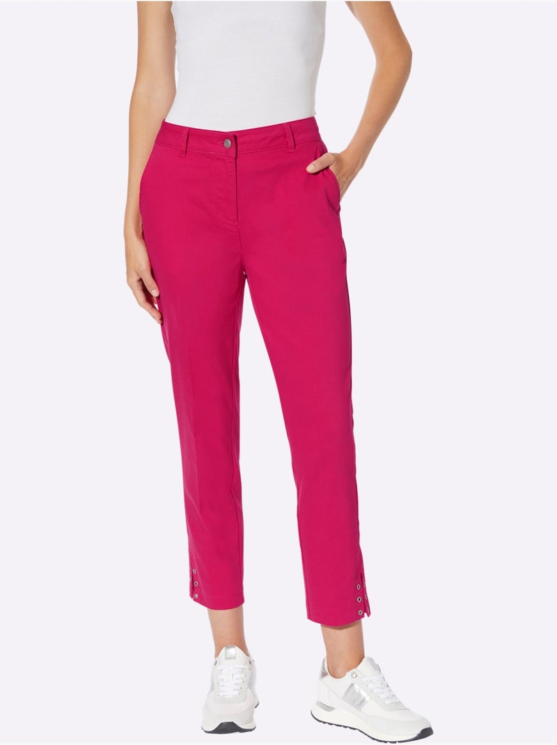 Pantalon 7/8 œillets Au Bas Des Jambes - Taille Standard - helline Rose fushia - Kiabi