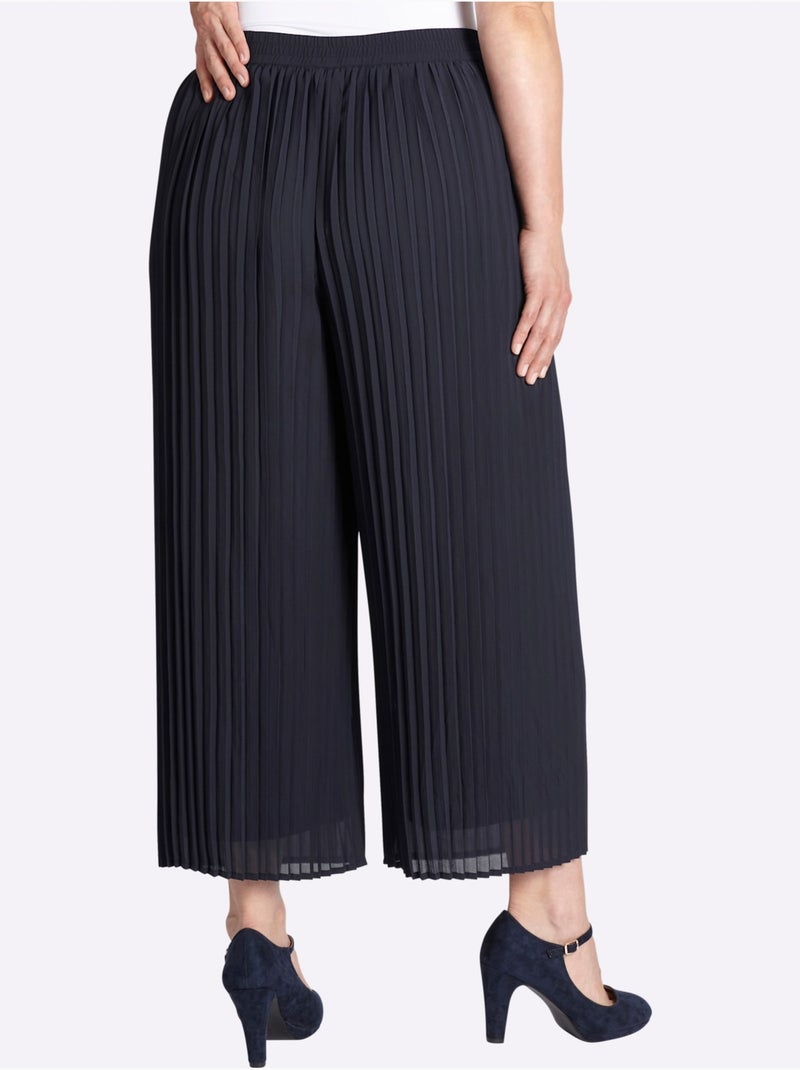 Pantalon 7/8 Qualité Plissée Tendance - Taille Standard - Sheego Bleu foncé - Kiabi