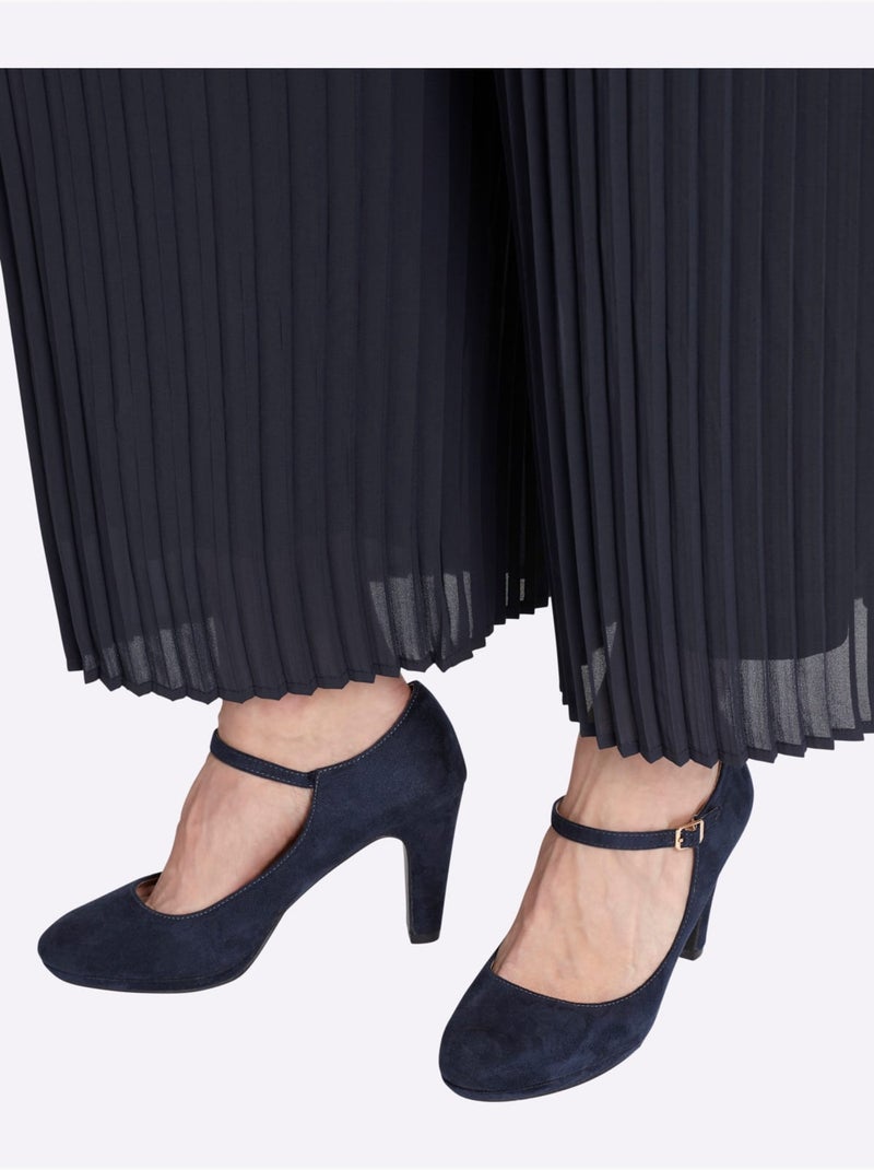 Pantalon 7/8 Qualité Plissée Tendance - Taille Standard - Sheego Bleu foncé - Kiabi