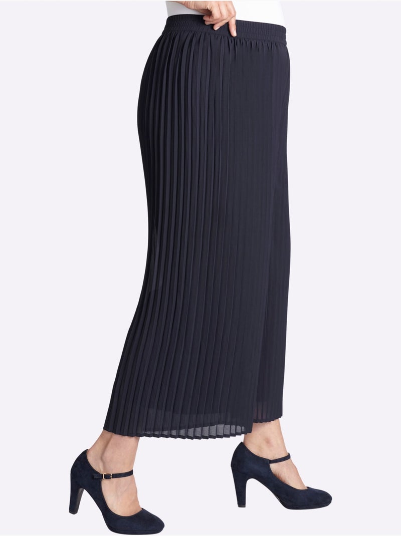 Pantalon 7/8 Qualité Plissée Tendance - Taille Standard - Sheego Bleu foncé - Kiabi