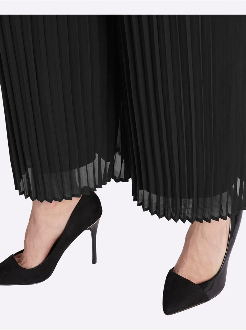 Pantalon 7/8 Qualité Plissée Tendance - Taille Standard - Sheego Noir - Kiabi