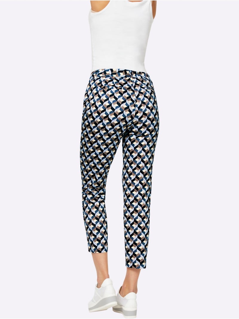 Pantalon 7/8 Superbe Motif Graphique - Taille Standard - Helline Bleu - Kiabi