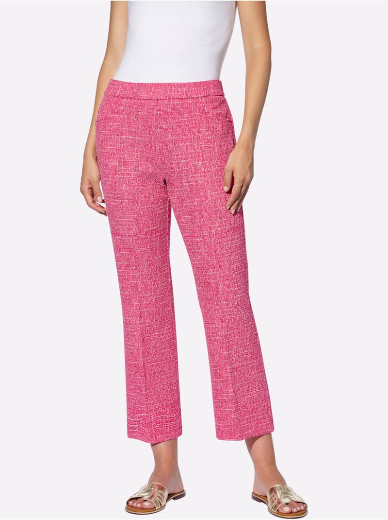 Pantalon 7/8 Tissu Structuré De Qualité - Taille Standard - Helline Rose fushia - Kiabi