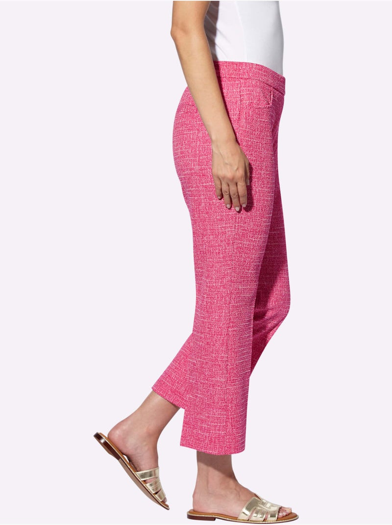 Pantalon 7/8 Tissu Structuré De Qualité - Taille Standard - Helline Rose fushia - Kiabi